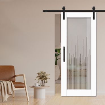 1 Lite Sliding Barn Door with Glass Insert WGD - 1352