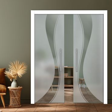 Double Pocket Sliding Glass Door with Frosted Design PSGD-0930