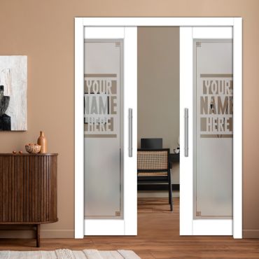 Double Pocket Sliding Wooden Door (With Your Name) PWD-1876