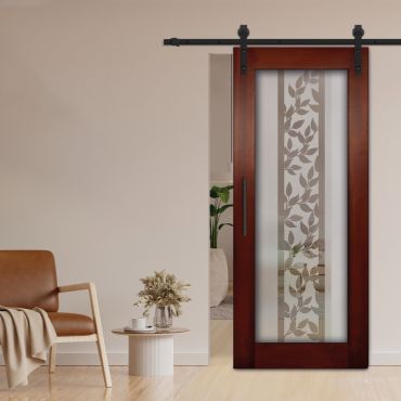 1 Lite Sliding Barn Door with Glass Insert WGD - 1353