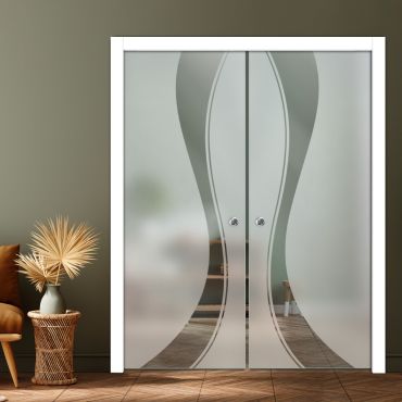Double Pocket Sliding Glass Door with Frosted Design PSGD-0930