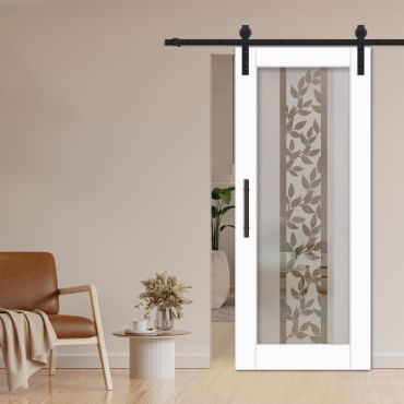 1 Lite Sliding Barn Door with Glass Insert WGD - 1353