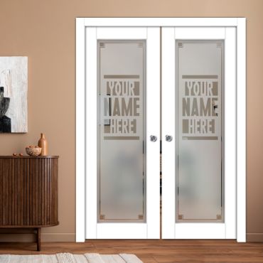 Double Pocket Sliding Wooden Door (With Your Name) PWD-1876