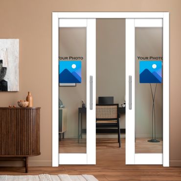 Double Pocket Sliding Wooden Door (With Your Photo) PWD-1873