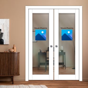 Double Pocket Sliding Wooden Door (With Your Photo) PWD-1873