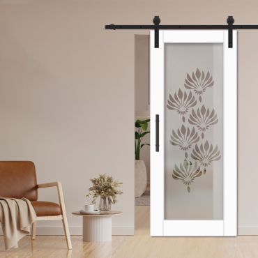 1 Lite Sliding Barn Door with Glass Insert WGD - 1357