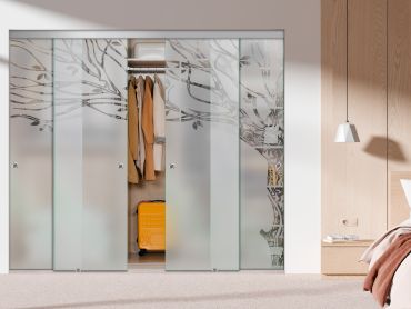 4 Panel Frameless Closet Glass Sliding Bypass Door Fsg4-1563