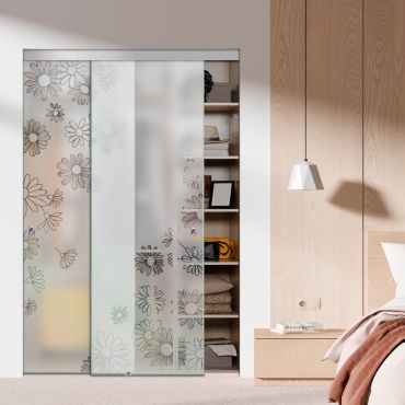 Frameless 2 Leaf Sliding Closet Bypass Glass Door with Hardware CGD - 1504