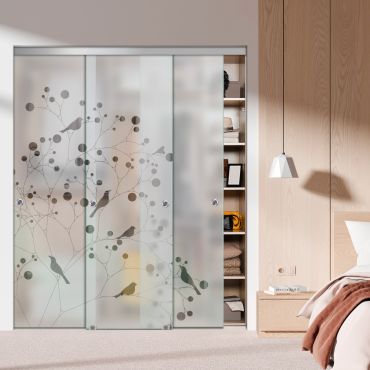 3 Panel Frameless Closet Glass Sliding Bypass Door Fsg3-1534