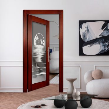 Self Closing Pivot Wooden Mirror Door PWMD-1735