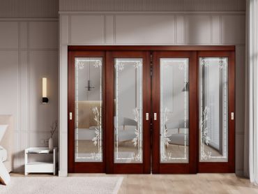 4 Leaf Premium Line Bypass Sliding Closet Door with Mirror Insert & Frosted Design SCD-1630
