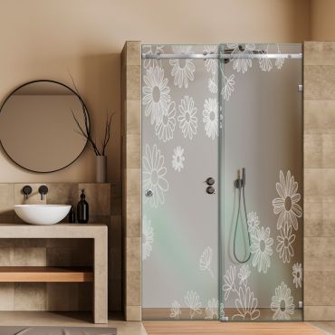 Frameless Sliding Glass Shower Door with Frosted Design FSGS - 0307