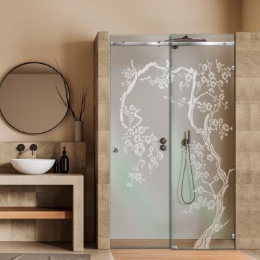 Frameless Sliding Glass Shower Door with Frosted Design FSGS - 2257