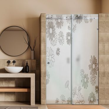 Frameless Sliding Glass Shower Door with Frosted Design FSGS - 0307