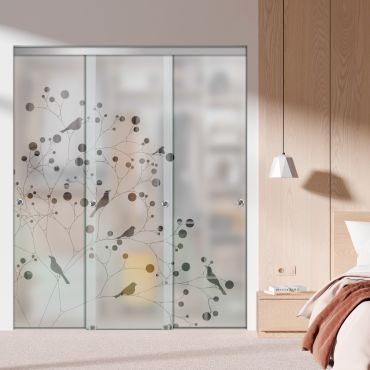 3 Panel Frameless Closet Glass Sliding Bypass Door Fsg3-1534