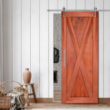 Wire Brushed Pattern Wood Vertical Line Sliding Barn Door WD - 1467