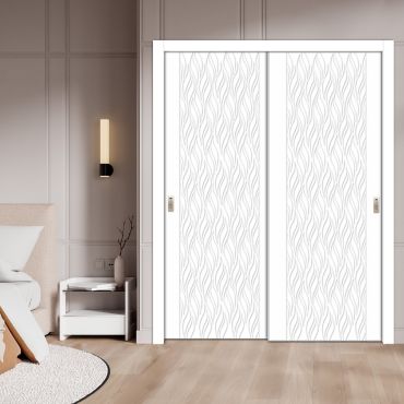 2 Leaf Handcrafted Bypass Sliding Wooden Closet Door HSSB-2019
