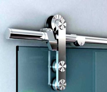 Stainless Steel 79" Sliding Glass Barn Door Hardware Set (Standard Size) SH-SS-0146