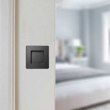 Sleek Black Steel Door Handle Contemporary Flush Pulls
