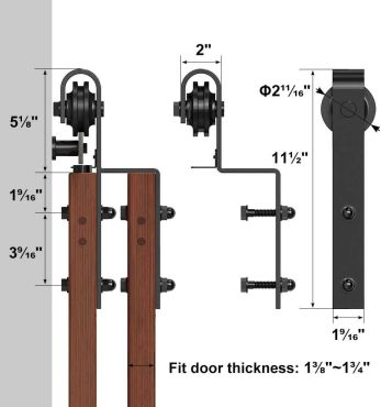 6ft Bypass Barn Door Sliding Hardware Set