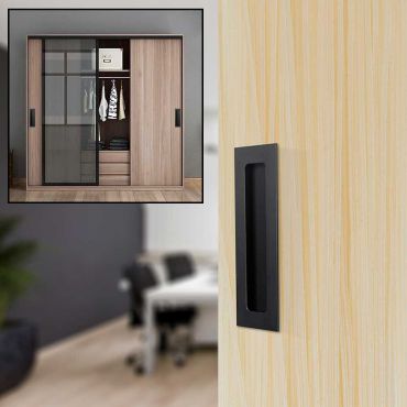 Set of 2 Black Recessed Stainless Steel Door Handles