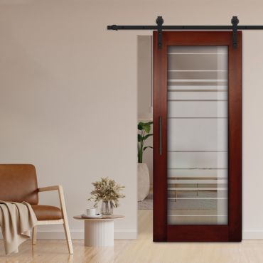 1 Lite Sliding Barn Door with Glass Insert WGD - 1364