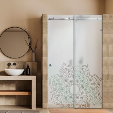 Frameless Sliding Glass Shower Door with Frosted Design FSGS - 0364