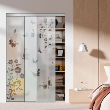 Frameless 2 Leaf Sliding Closet Bypass Glass Door with Hardware CGD - 1505