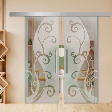 Double Sliding Barn Glass Door ALU100 ASB2-1986