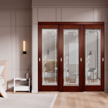 3 Leaf Premium Line Bypass Sliding Closet Door with Mirror Insert SD-1612