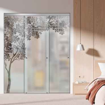 3 Panel Frameless Closet Glass Sliding Bypass Door Fsg3-1535