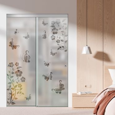 Frameless 2 Leaf Sliding Closet Bypass Glass Door with Hardware CGD - 1505