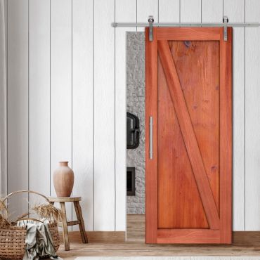 Wire Brushed Pattern Wood Vertical Line Sliding Barn Door WD - 1468