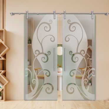 Double Sliding Barn Glass Door ALU100 ASB2-1986