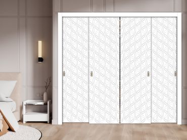 4 Leaf Bypass Sliding Closet Door With Modern Engraved Design 4SCD - 2234