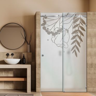 Frameless Sliding Glass Shower Door with Frosted Design FSGS - 0375