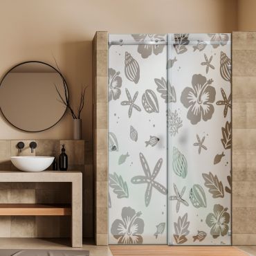 Frameless Sliding Glass Shower Door with Frosted Design FSGS - 0377