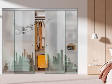 4 Panel Frameless Closet Glass Sliding Bypass Door Fsg4-1565