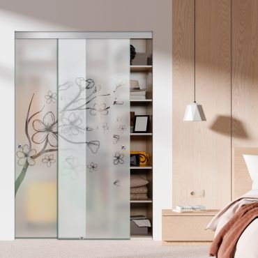 Frameless 2 Leaf Sliding Closet Bypass Glass Door with Hardware CGD - 1506