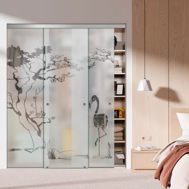 3 Panel Frameless Closet Glass Sliding Bypass Door Fsg3-1536