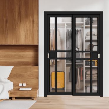 3 Panel Bypass Sliding Closet Door with Frosted, Clear or Textured Glass Insert LFCT-1868