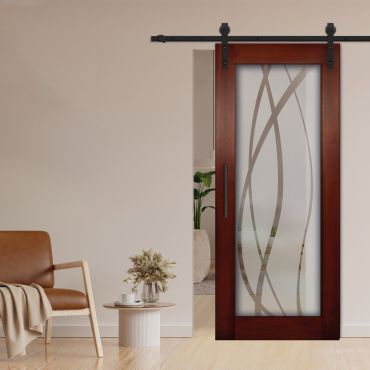 1 Lite Sliding Barn Door with Glass Insert WGD - 1306