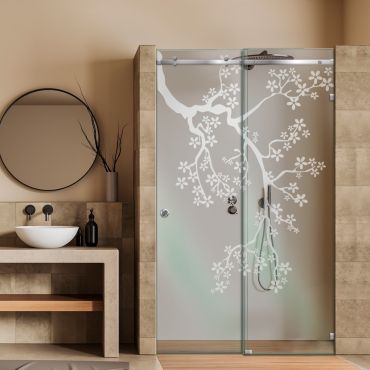 Frameless Sliding Glass Shower Door with Frosted Design FSGS - 2259