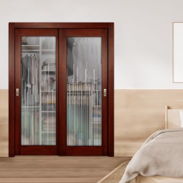 2 Leaf Premium Line Bypass Sliding Closet Door with Hardware & Frosted SD - 1644