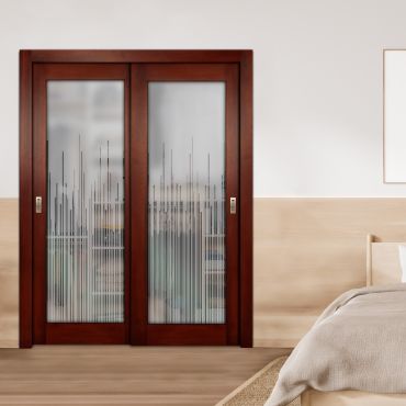 2 Leaf Premium Line Bypass Sliding Closet Door with Hardware & Frosted SD - 1644