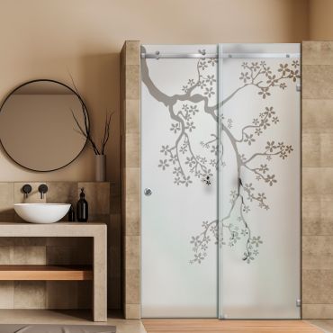 Frameless Sliding Glass Shower Door with Frosted Design FSGS - 2259