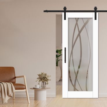 1 Lite Sliding Barn Door with Glass Insert WGD - 1306