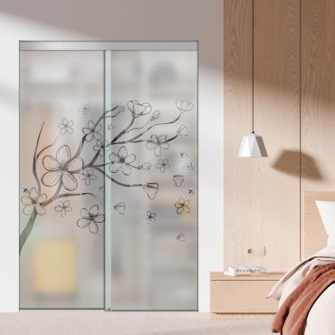 Frameless 2 Leaf Sliding Closet Bypass Glass Door with Hardware CGD - 1506