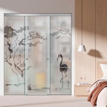 3 Panel Frameless Closet Glass Sliding Bypass Door Fsg3-1536