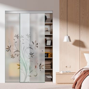 Frameless 2 Leaf Sliding Closet Bypass Glass Door with Hardware CGD - 1507